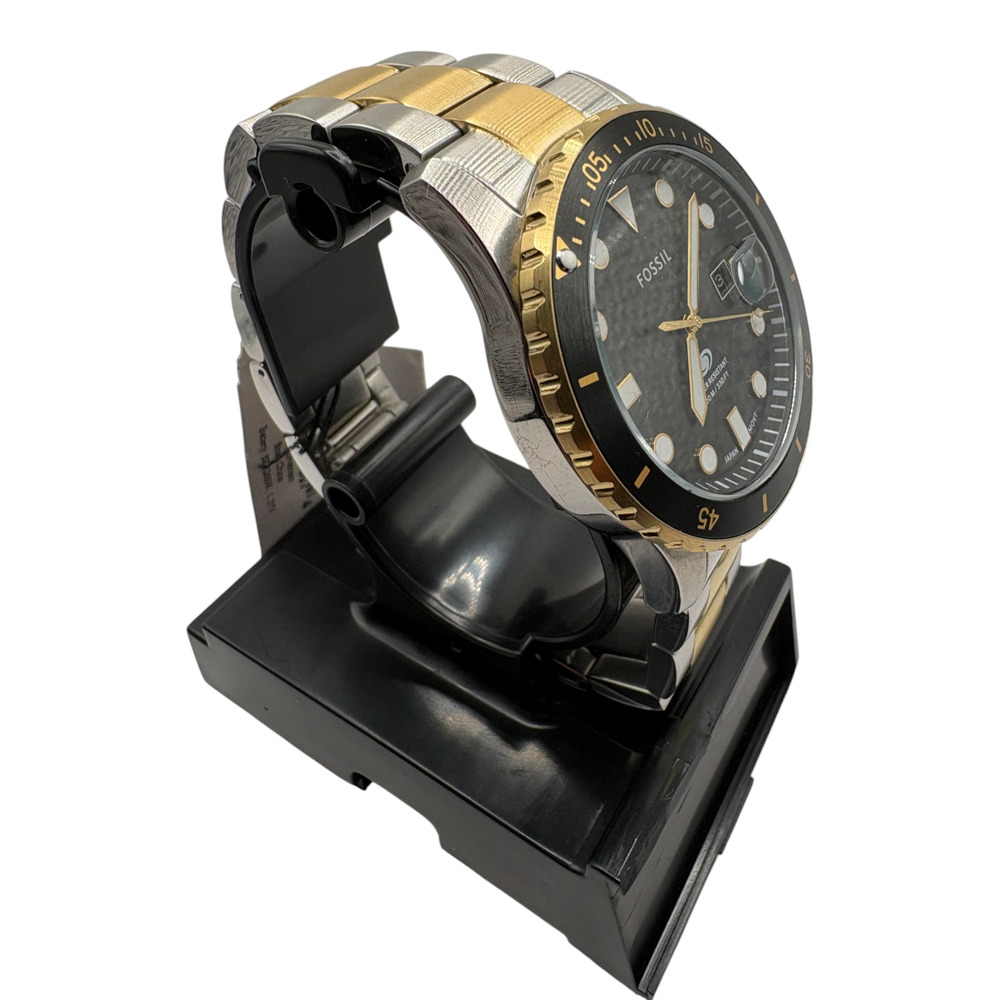 Fossil FB-01 Dive Watch Mens Black Gold Two-Tone Rotating Bezel 100M - Picture 2 of 8
